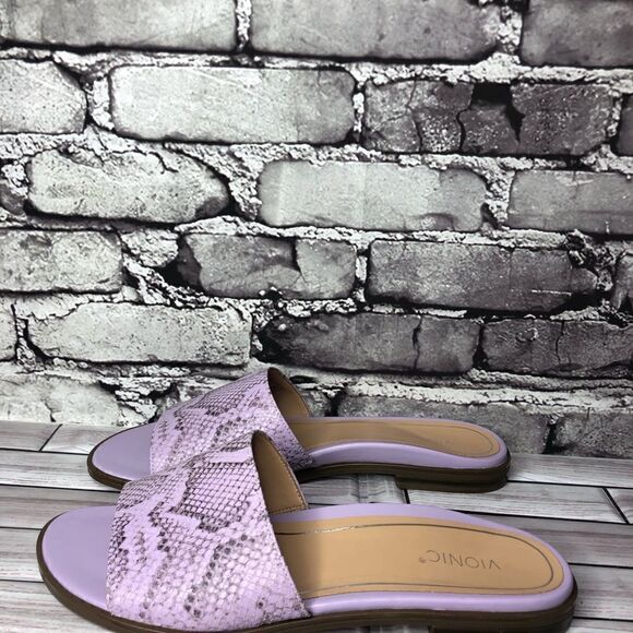 Vionic Demi Purple Leather Snake Embossed Orthopedic Sandals Women Sz 10M US/42 - Picture 14 of 16